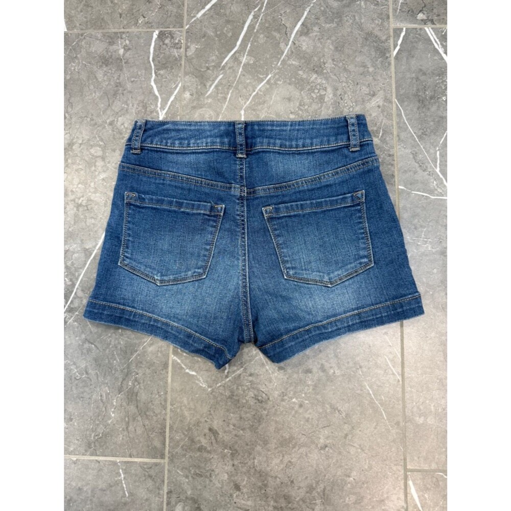 So Sonoma High Rise Medium Wash Denim Shorts Rivet Slant Pockets Juniors Size 3 - Picture 3 of 5